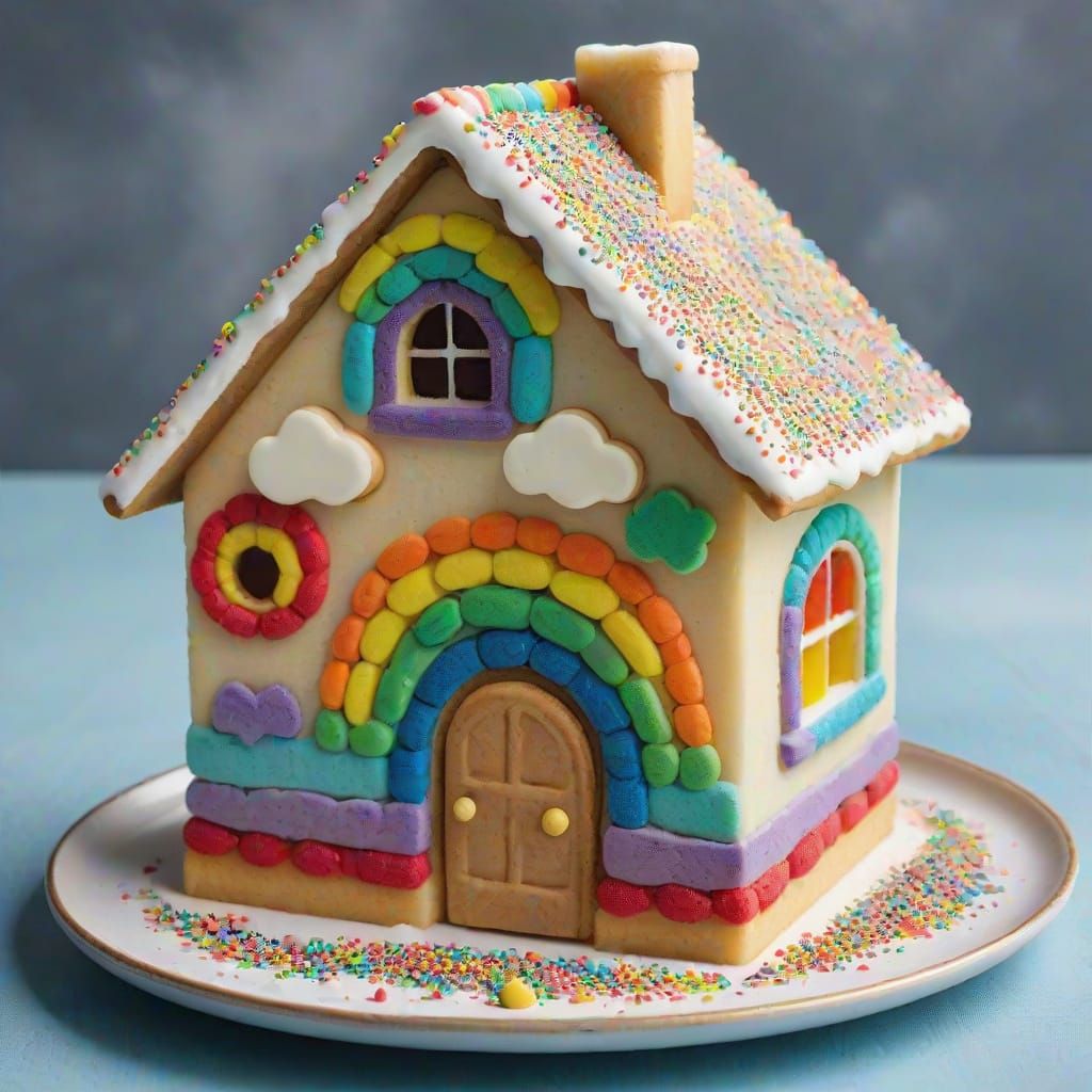 Vibrant Shortbread House in Rainbow Hues