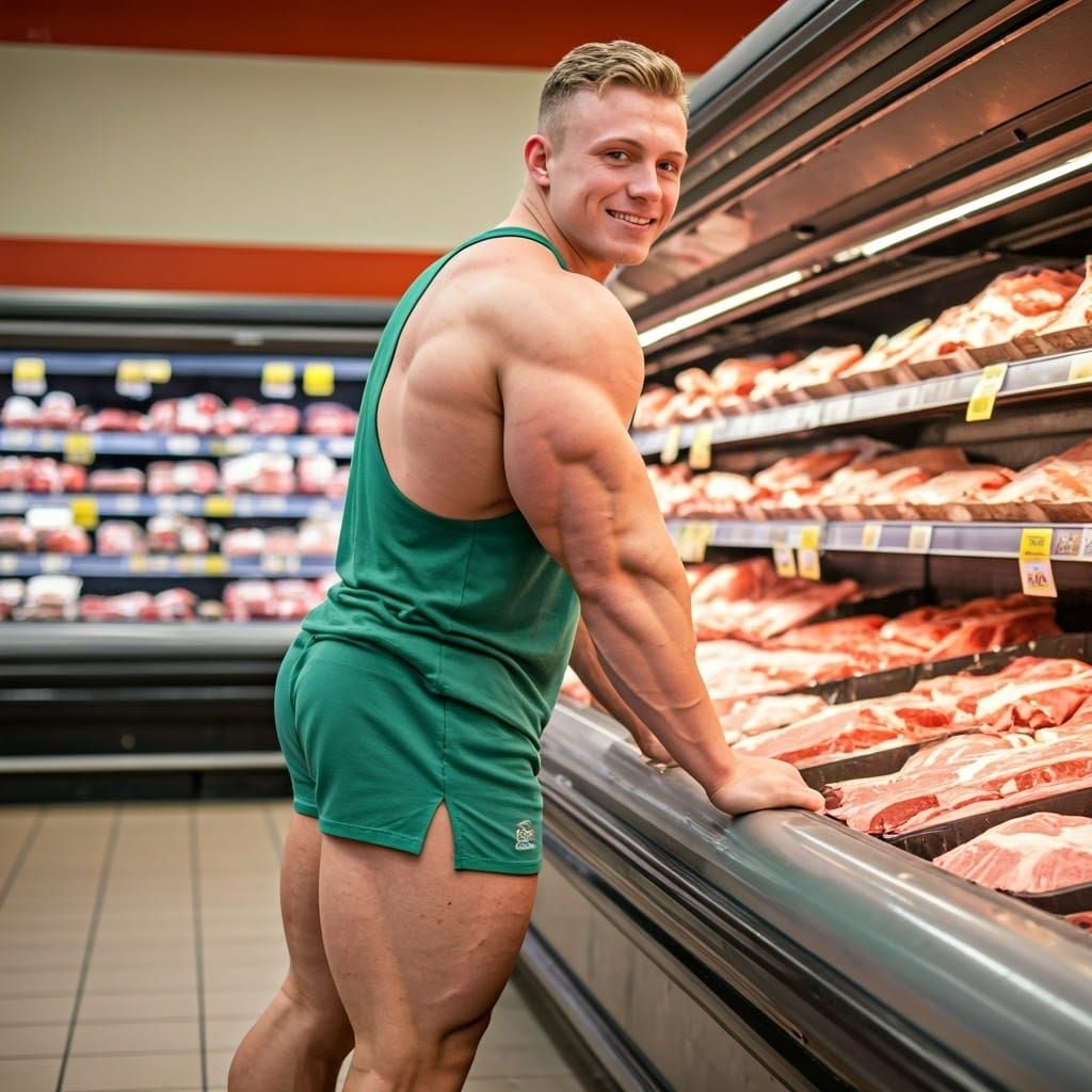 Super-Heavyweight Bodybuilder at the Grocery Store
