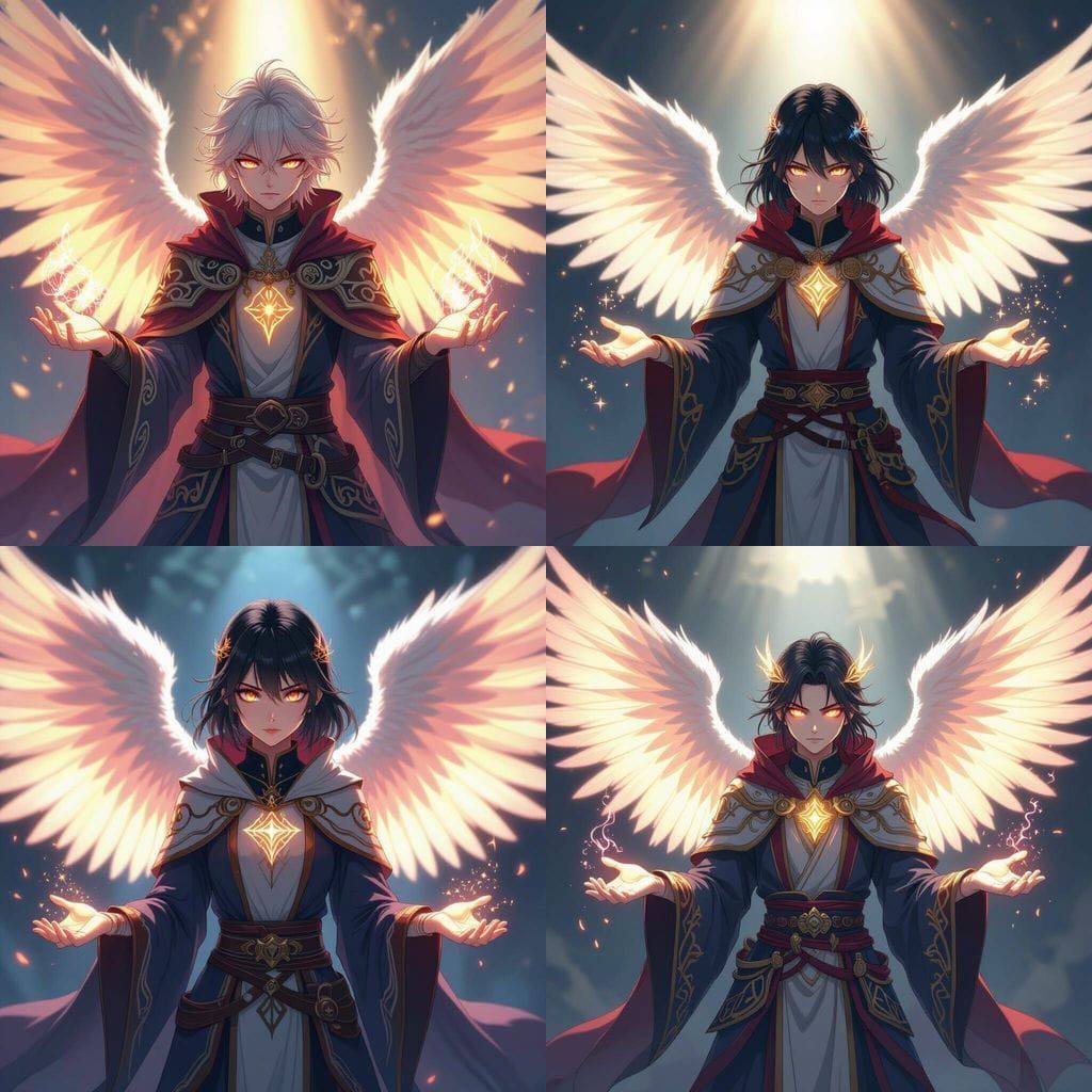 Angel Mage with Glowing Magic Aura, Shounen Anime Style