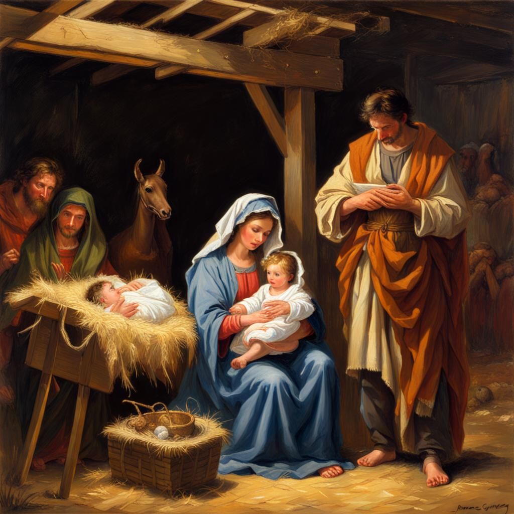 Nativity Scene With Twins