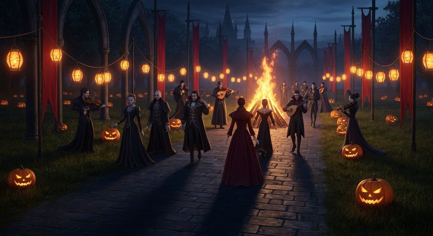 Dracula's Vampire Harvest Festival Night Scene