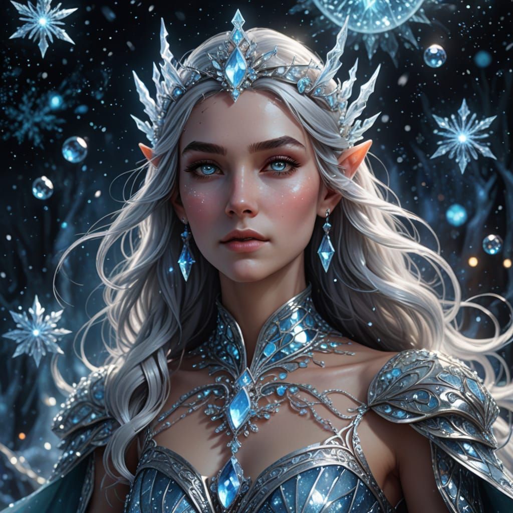 Ethereal Elven Ice Queen in Crystal Ball Gown