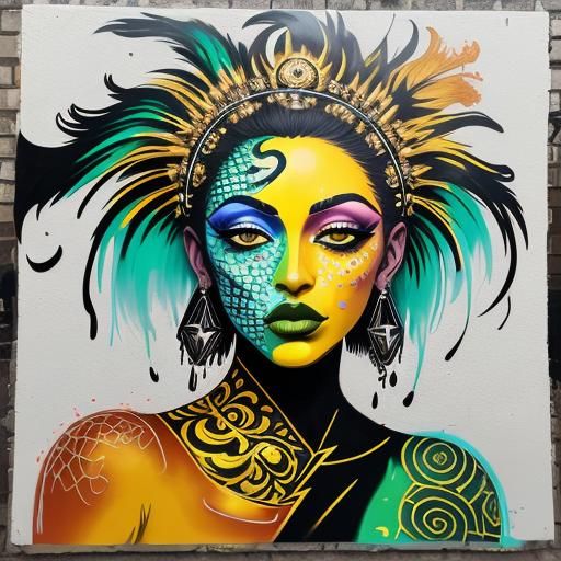 Surreal Graffiti Art Portrait of a Woman