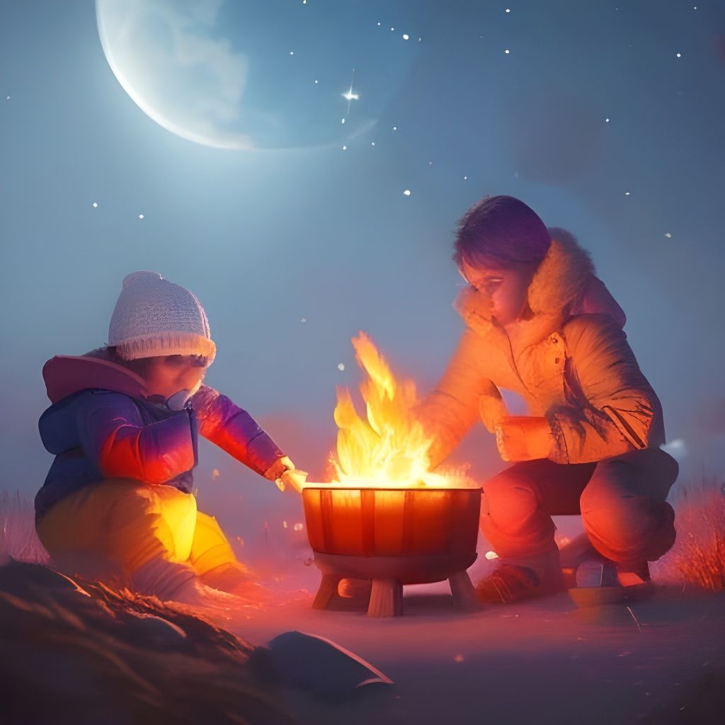Camping on a cold winter night