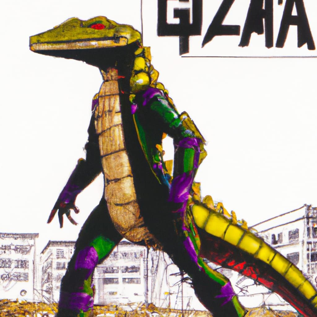 Lizard Man Illustration in 1990s SEGA Style