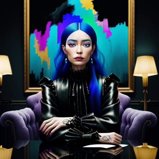 Surrealist Woman in Dreamlike Scene
