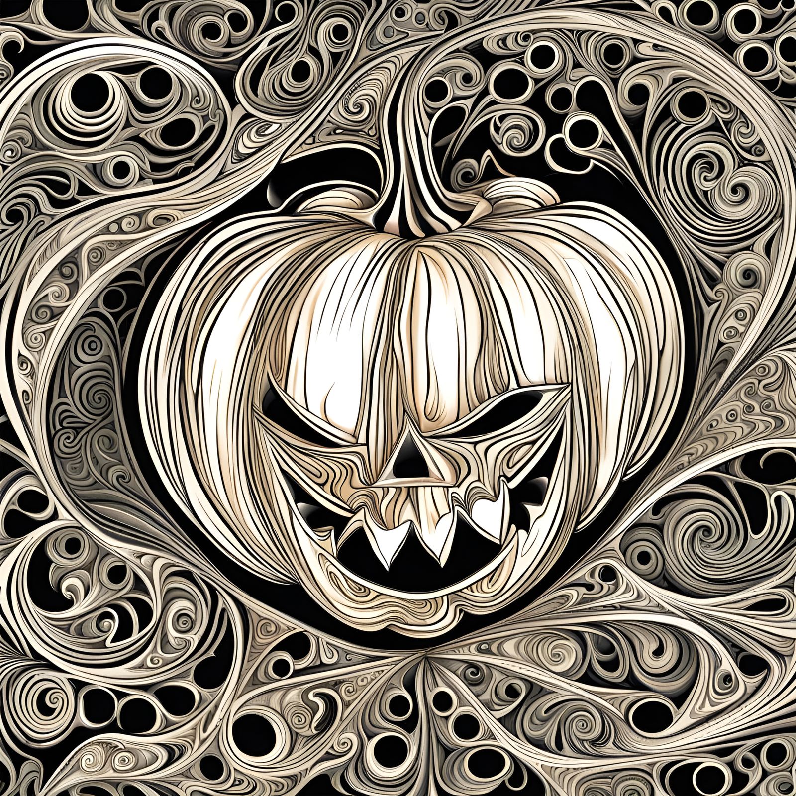 Curved Pattern Halloween Jack O Lantern Pumpkin