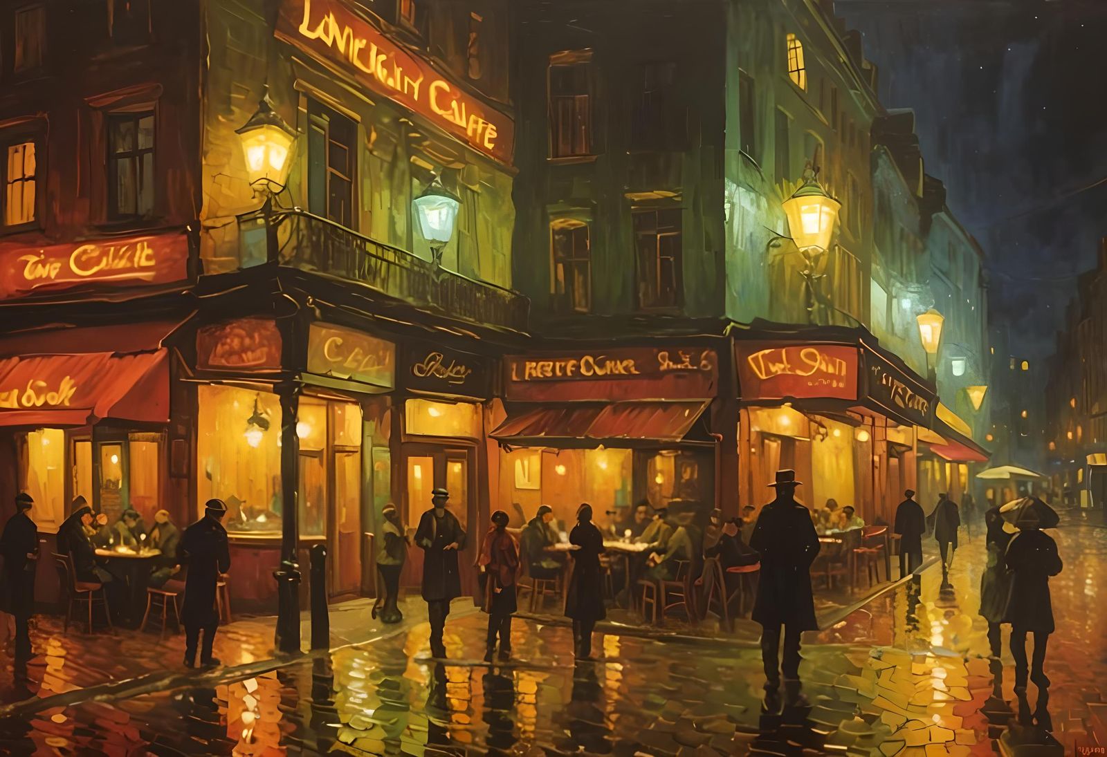 Night Cafe in Impasto Style