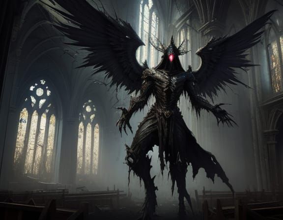 Disturbing Angel in Ruined Church