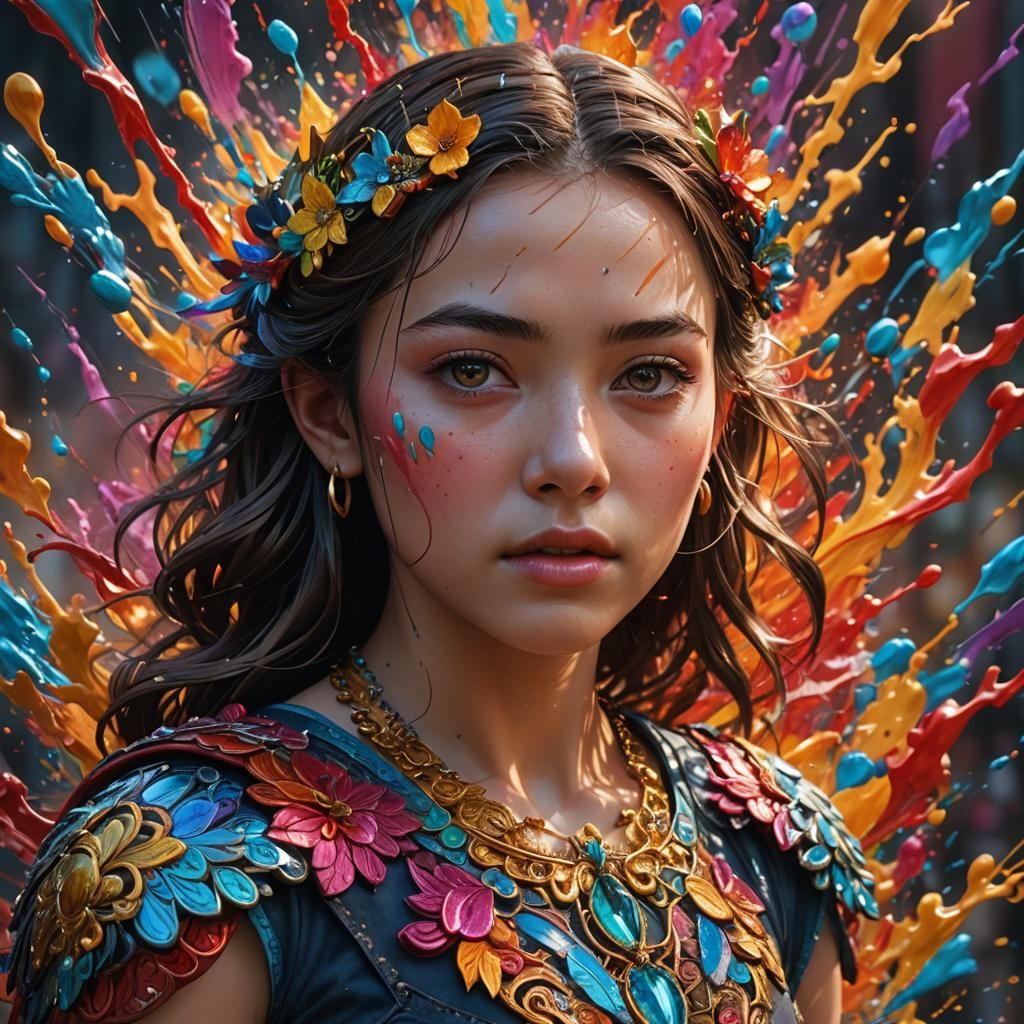 Colorful Hyperrealistic Portrait with Intricate Details