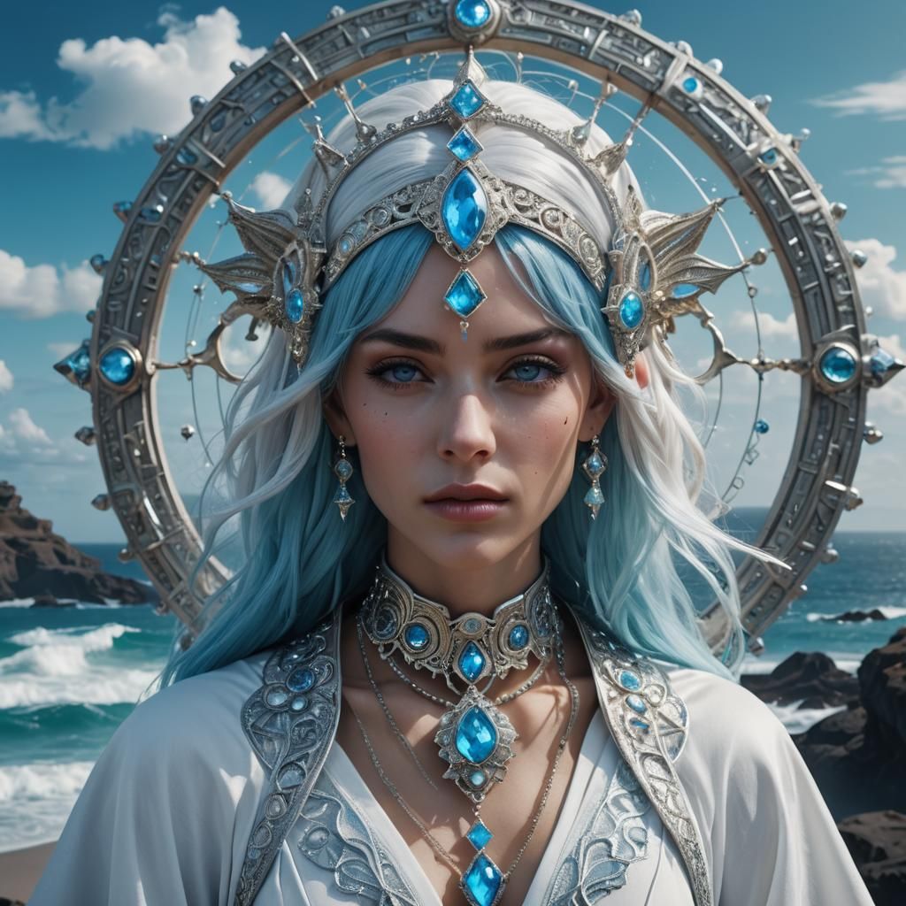 Extraterrestrial Priestess in Ocean Setting