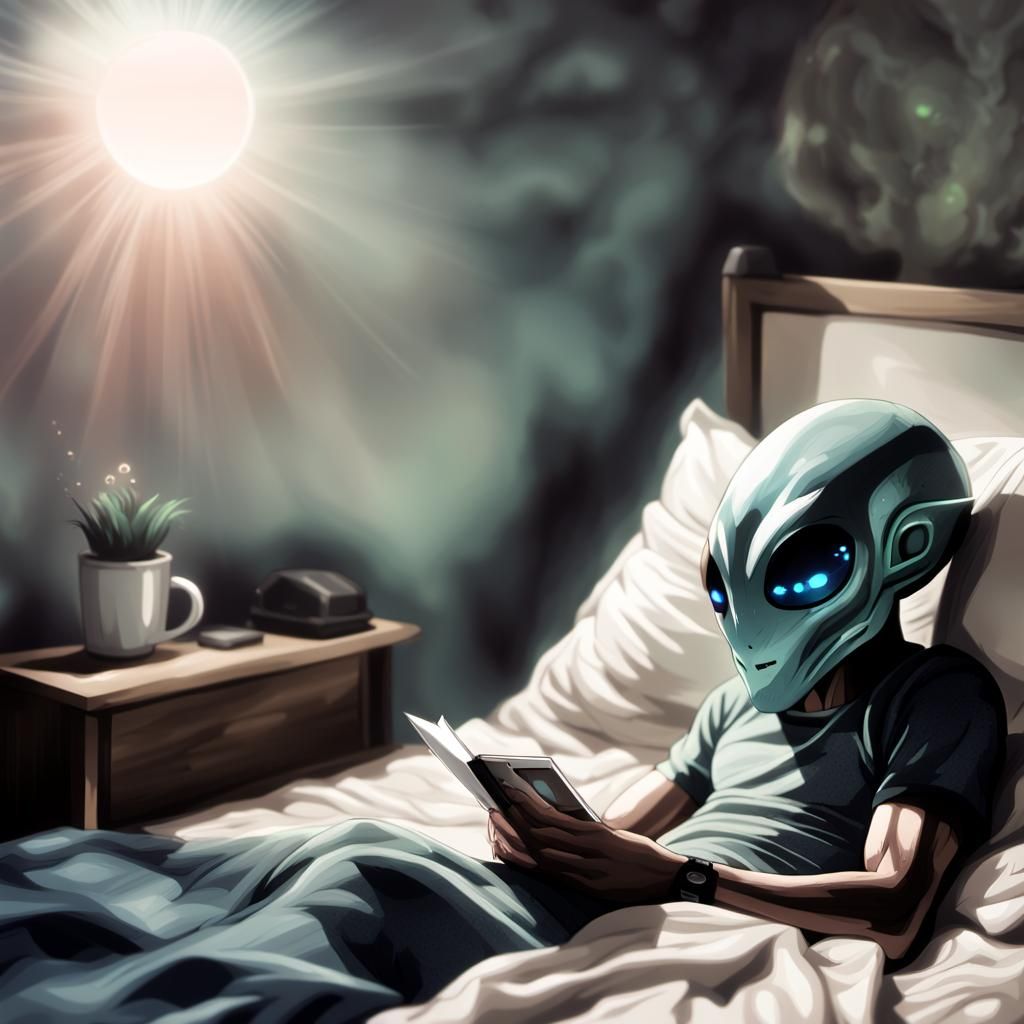 Anime Alien Portrait on Rocky Cliffside