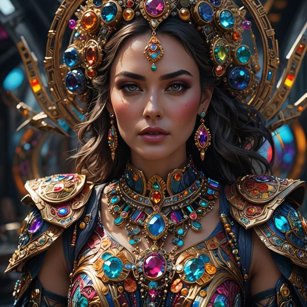 High-Fantasy Portrait in Cyberpunk Style