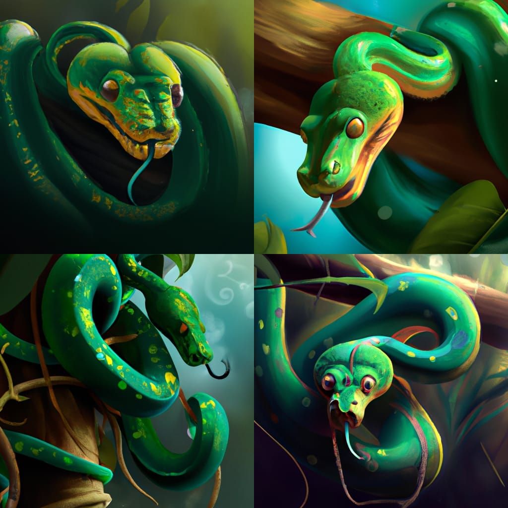 Emerald Tree Boa Snake Portrait