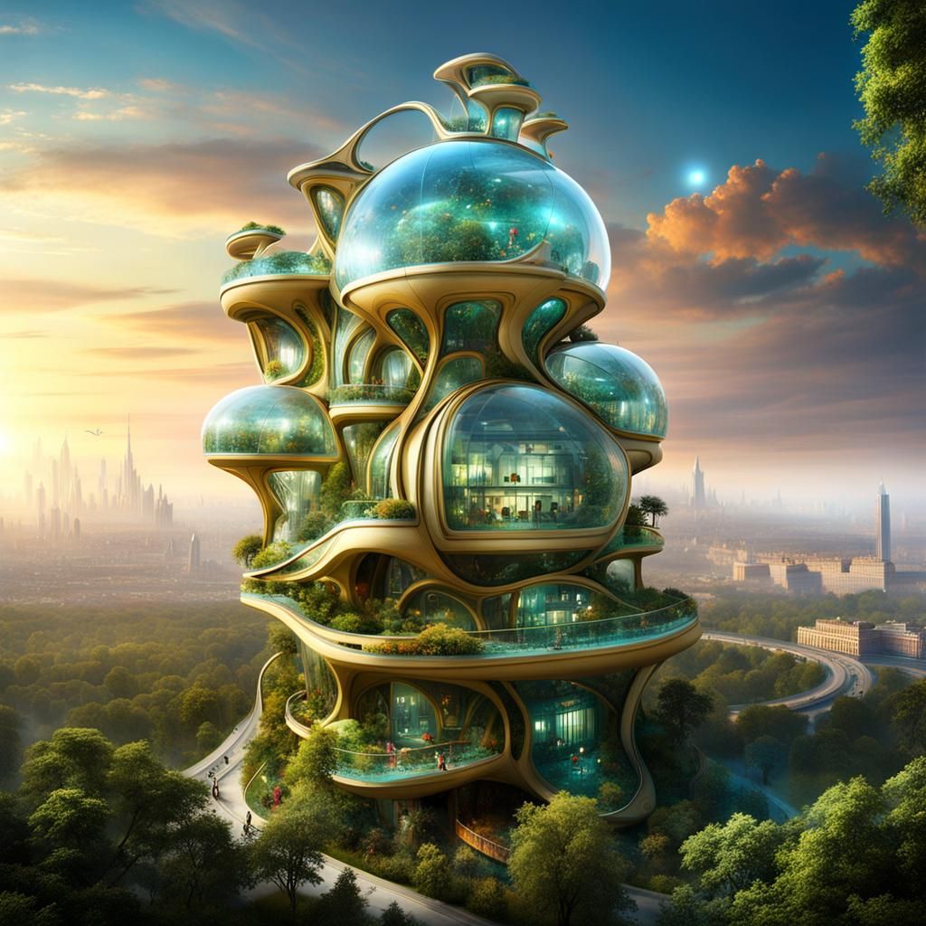 Futuristic Palace in Whimsilandia with Glowing Accents