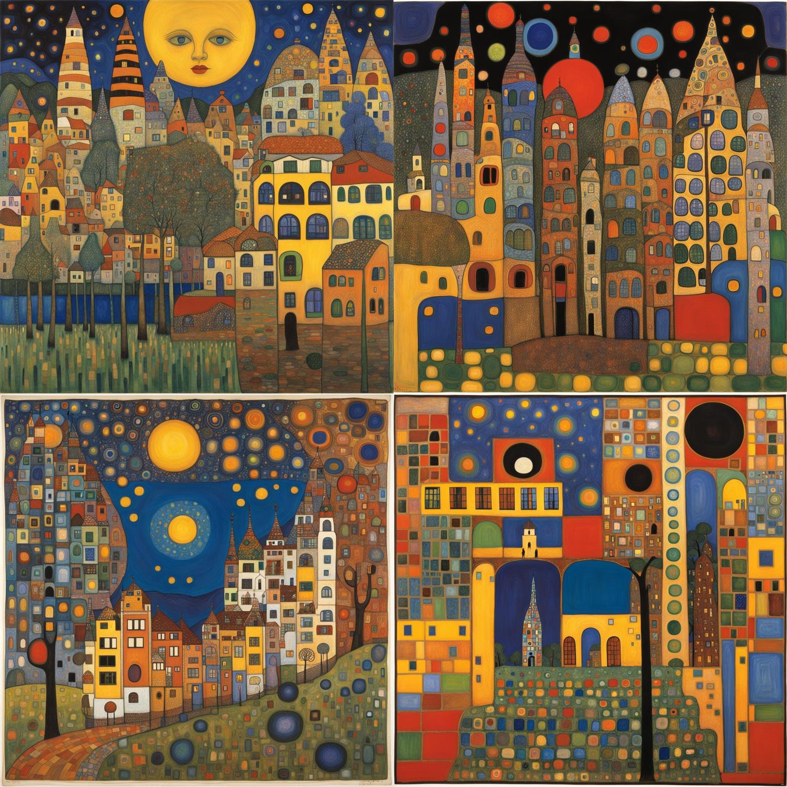 Colorful Hundertwasser Klimt Inspired Art
