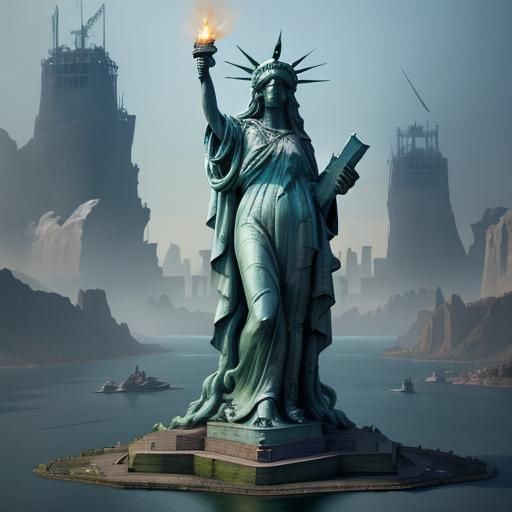 Humorous Statue of Liberty in Unreal Engine Art