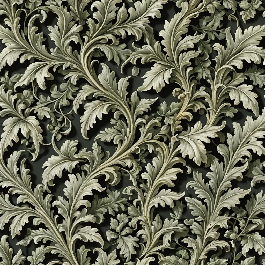 Detailed Acanthus and Vine Illustration
