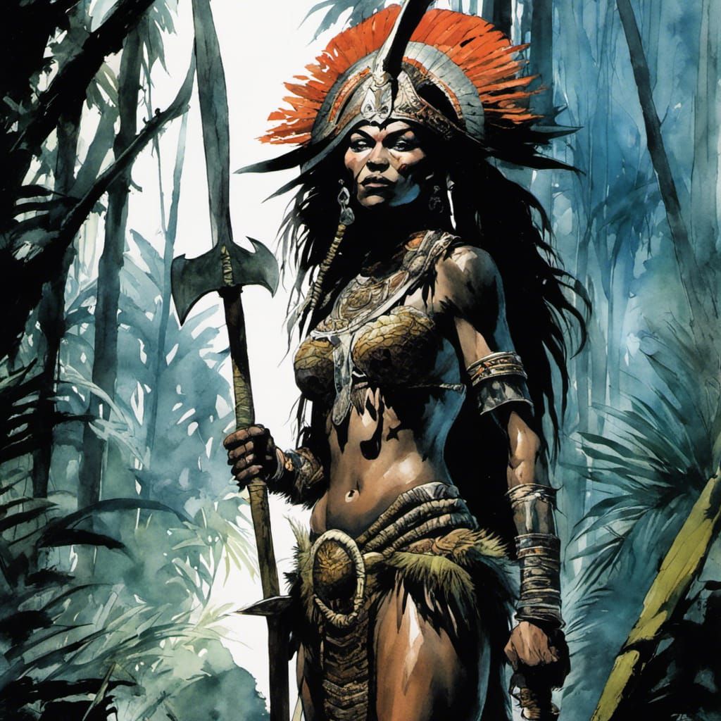 Tribal Voodoo Warrior Woman in Comic Book Art