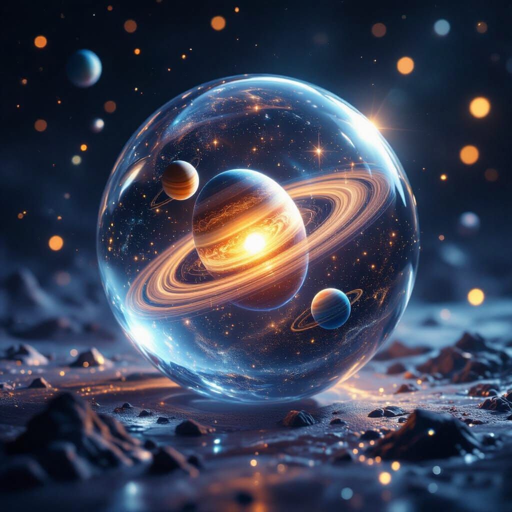Magical Crystal Sphere Holds Miniature Solar System