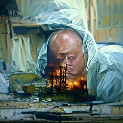 Ross Kemp in Chernobyl: Oil Painting by Gurney