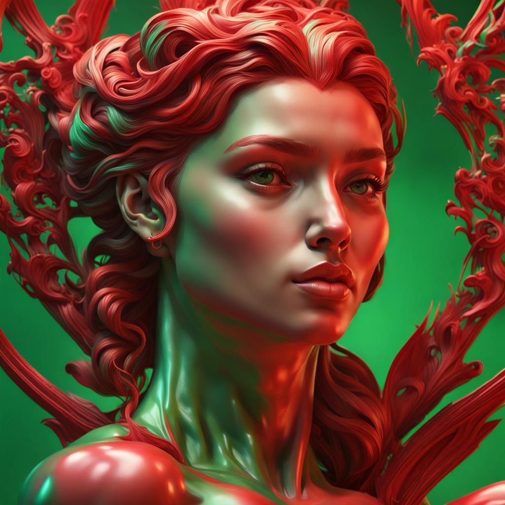 Heart Sculpture Portrait in Hyperdetailed Digital Art