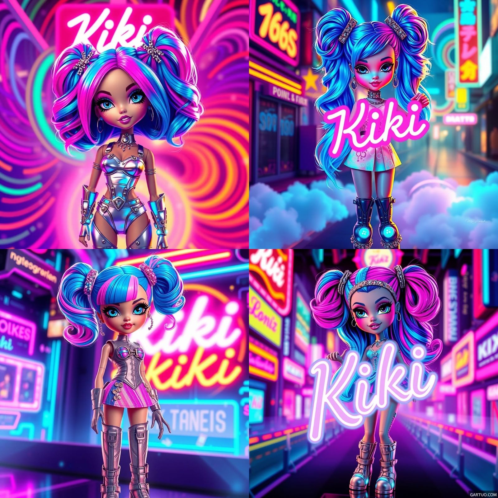 Bratz Doll with Neon Hair in Candy Art Style