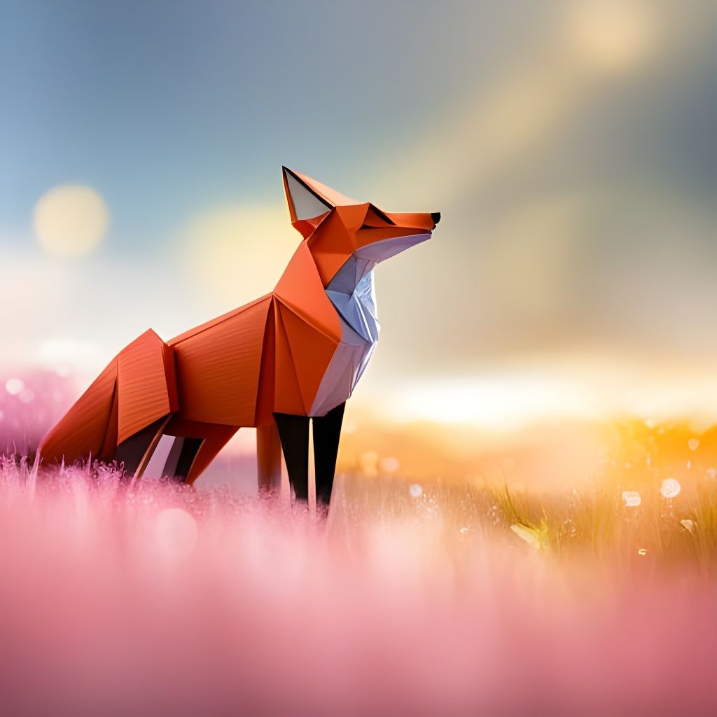 Origami Fox Papercraft in 8K Resolution