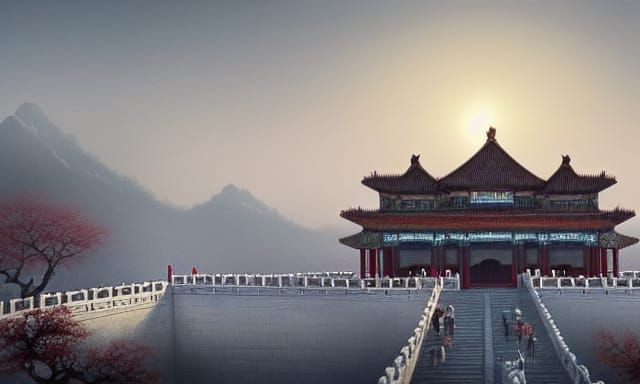 Overhead View of Beijing Palace in Winter
