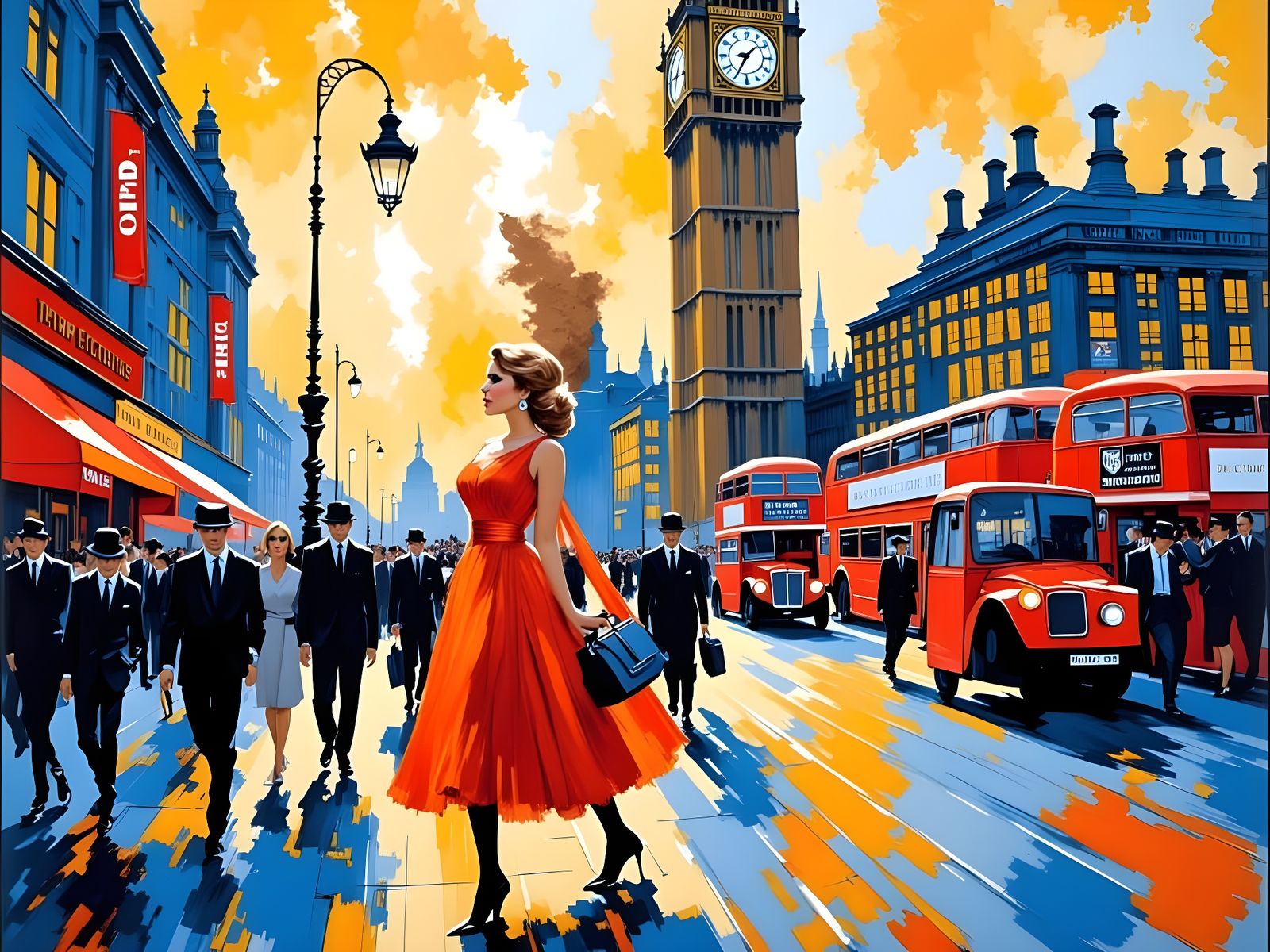 Mod Woman in Swinging London 1967, Impressionist Impasto