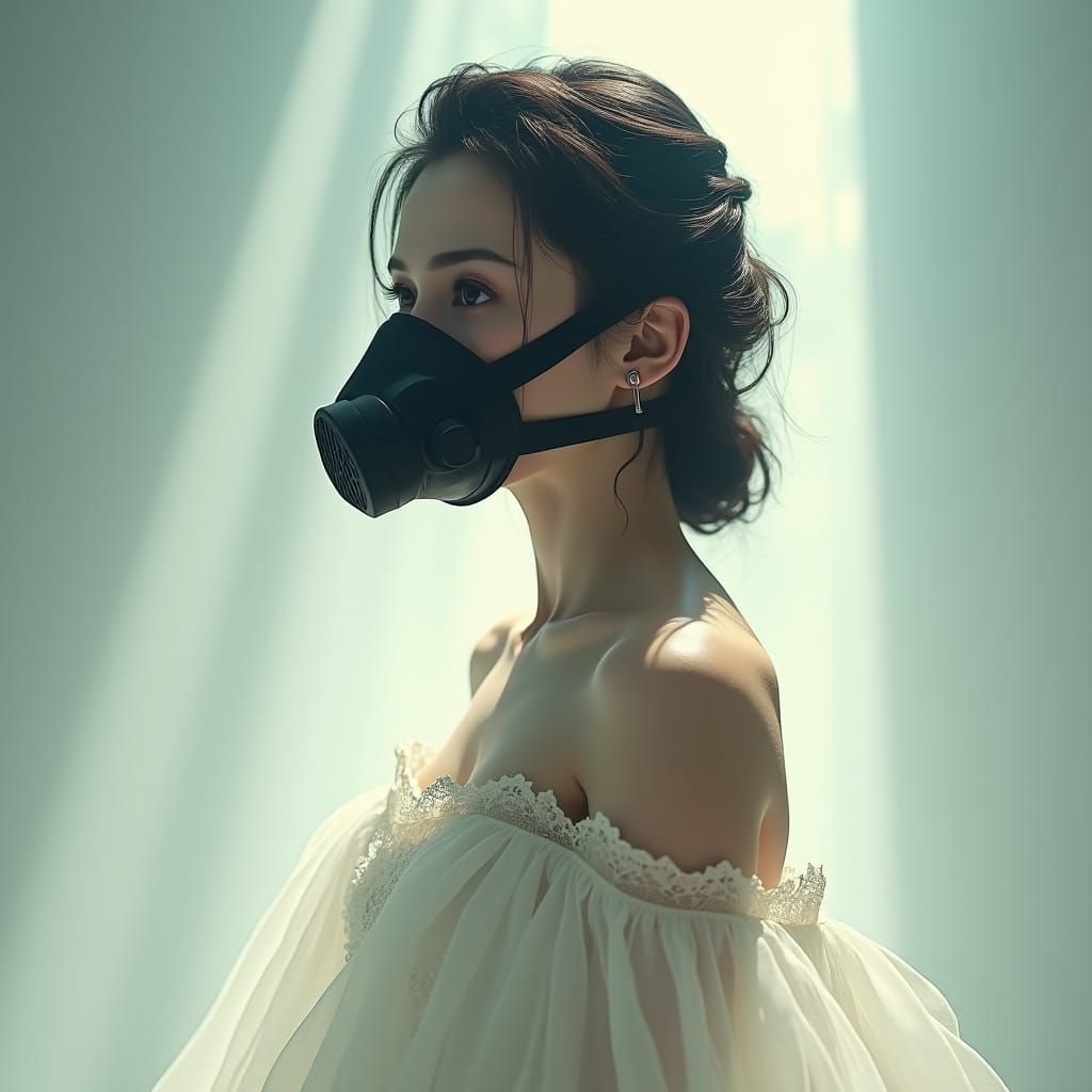 Eerie Beauty: Woman with Asphyxiation Mask