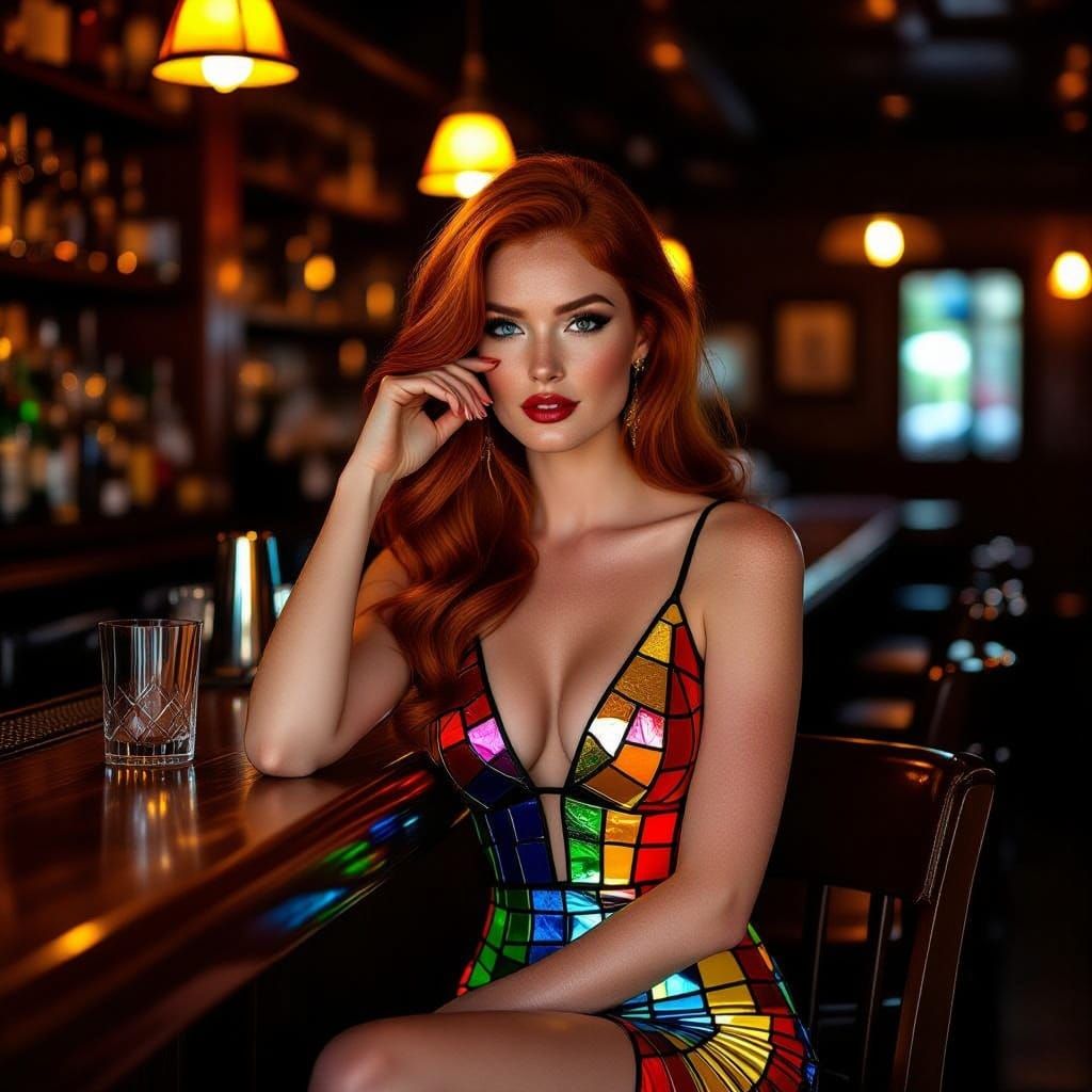 Ethereal Beauty in a Rainbow-Colored Gown