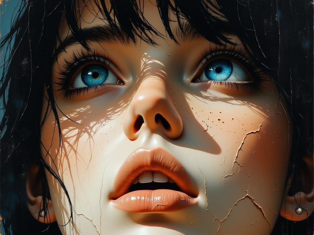 Hyperrealistic Close-Up Portrait of Blue Eyes
