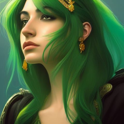 Jade Portrait in Hyperdetailed Fantasy Art Style