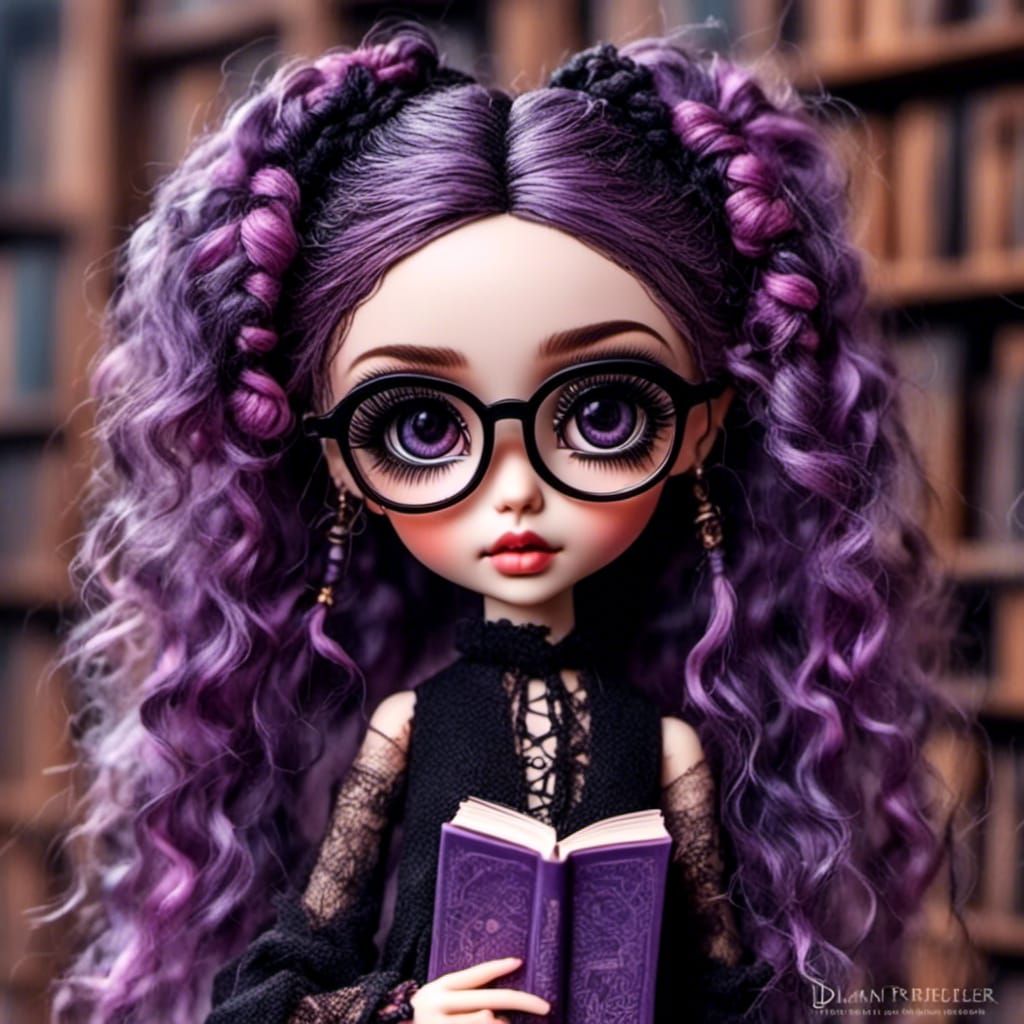 Librarian Doll with Purple Eyes and Braids