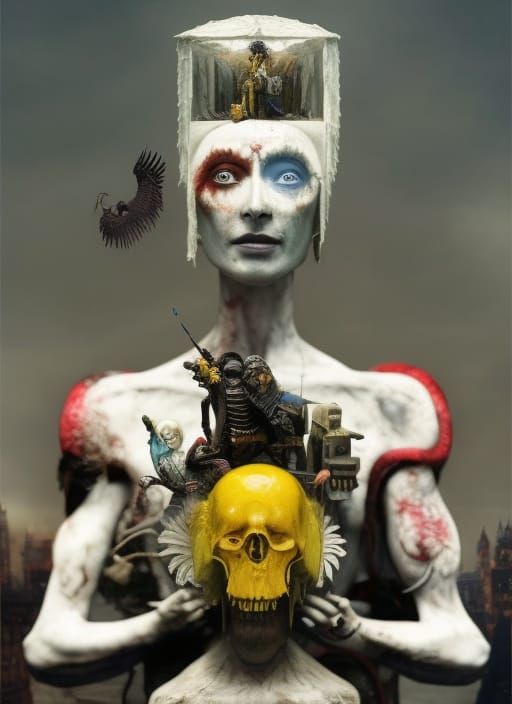 Bearded Shaman: A Surreal Homage in Vibrant Colors