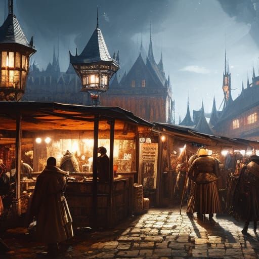 Terrifying Medieval Market Scene as Digital Speedpaint