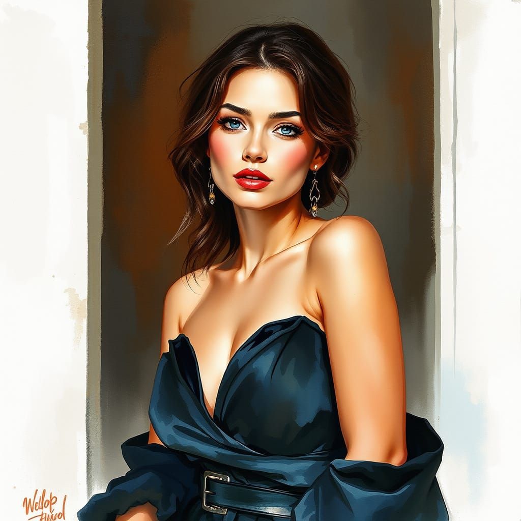 Elegant Woman Posing in Serene Atmosphere