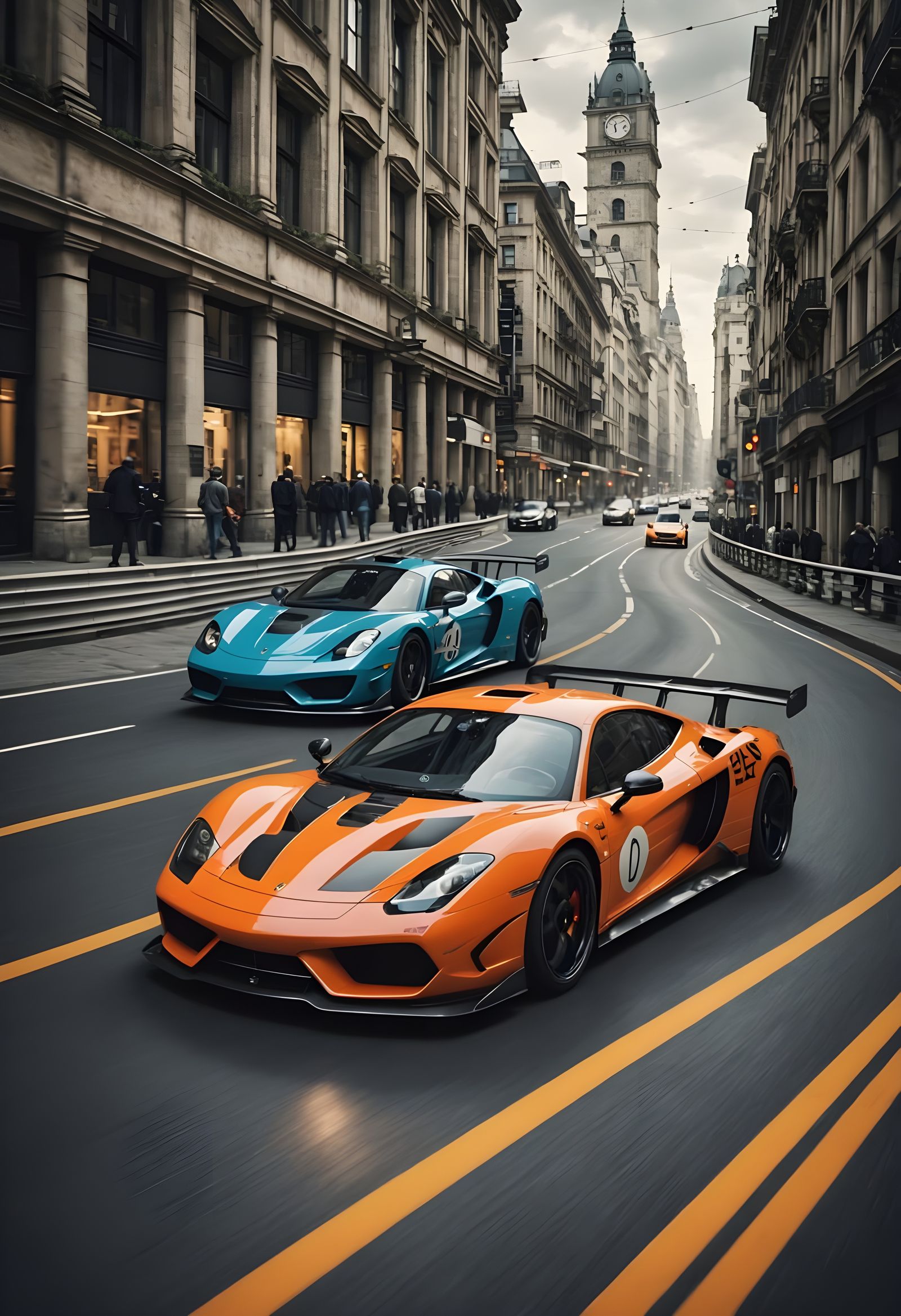 Fractal Racing Scene in Matte Painting Style