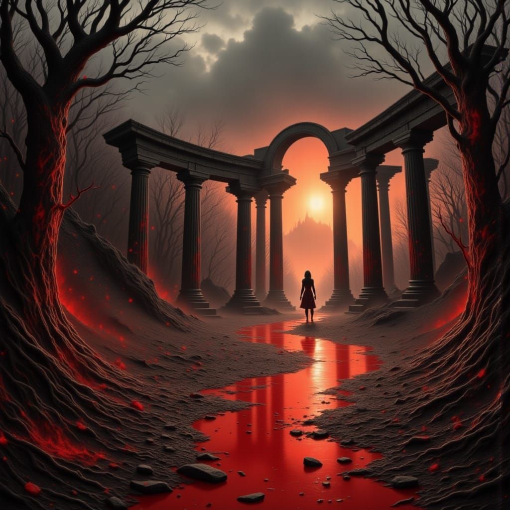 Ancient Ruins of a Forgotten Civilization in Vibrant, Ominou...