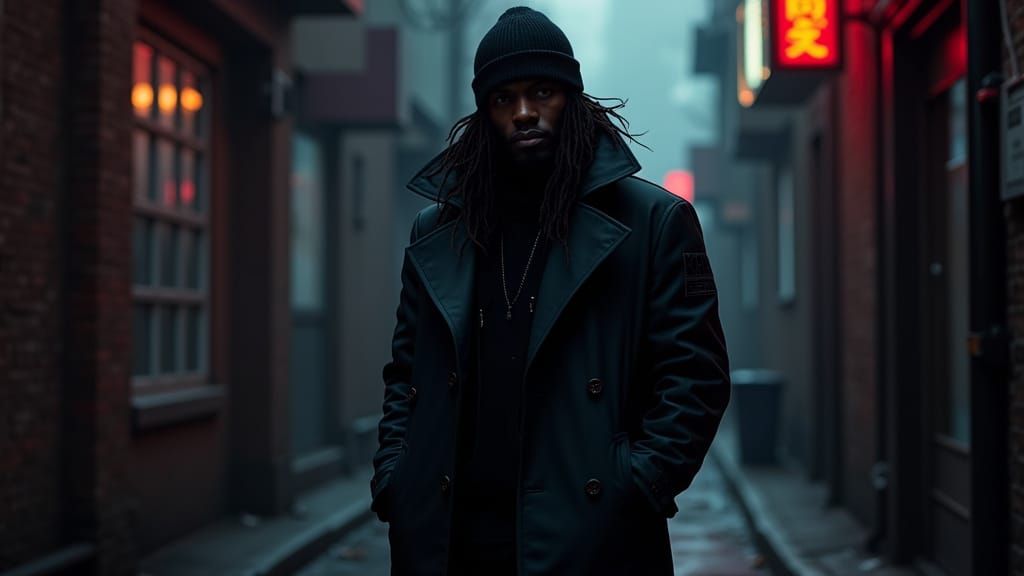 Gritty Portrait in Futuristic Cyberpunk Style