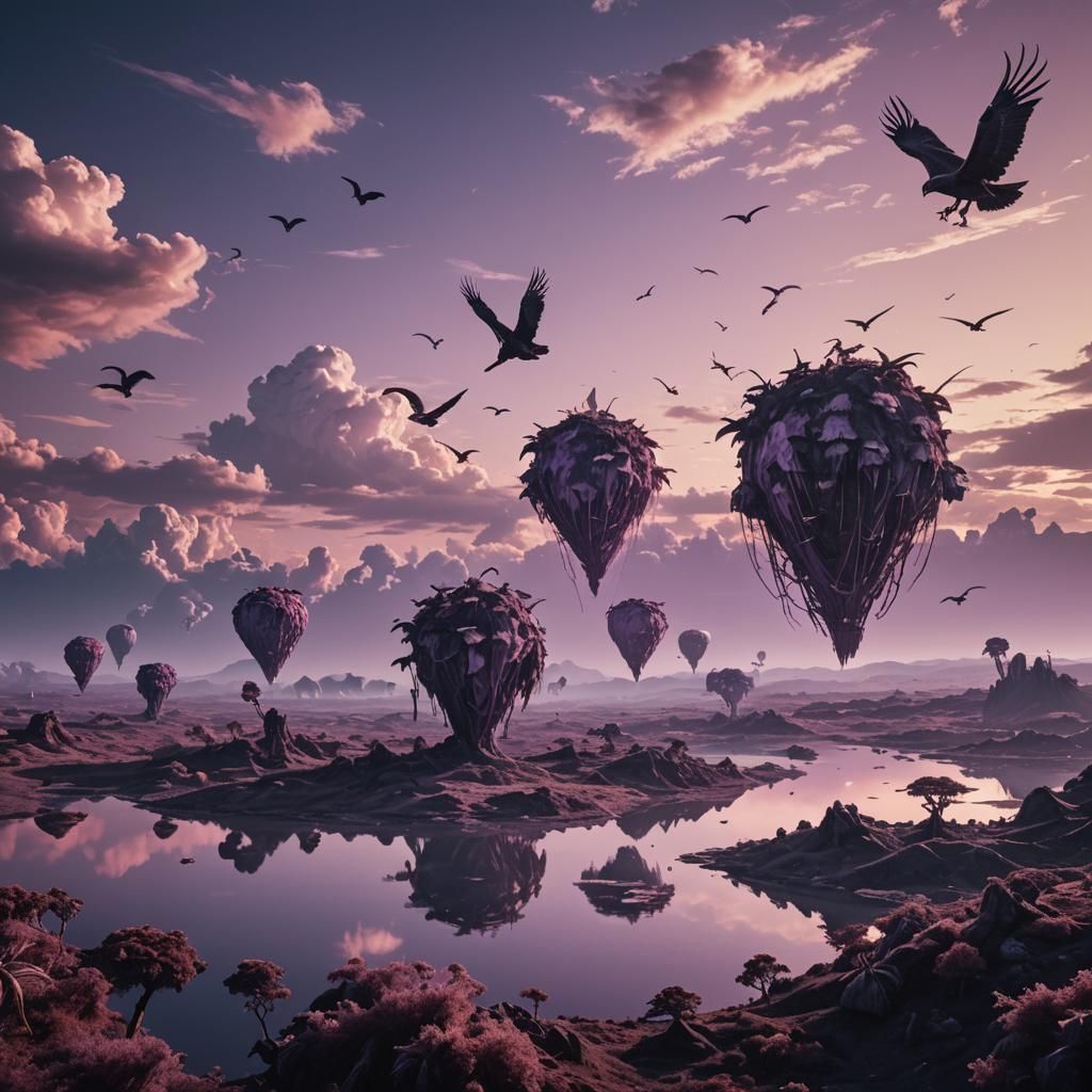 Surreal Floating Islands Dreamscape in Twilight