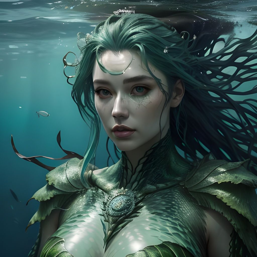 Beautiful Sea Woman Portrait in Hyperrealism