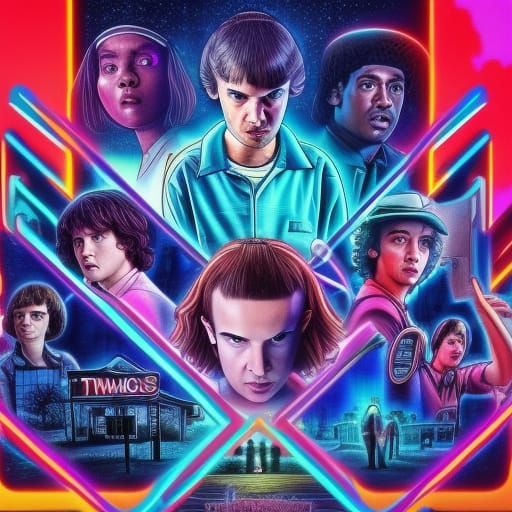 Synthwave Neon Scene Inspired by Stranger Things