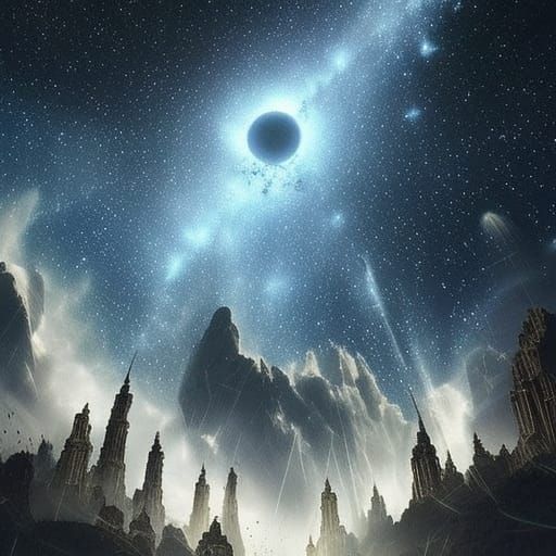 Epic Starry Night Sky Digital Matte Painting