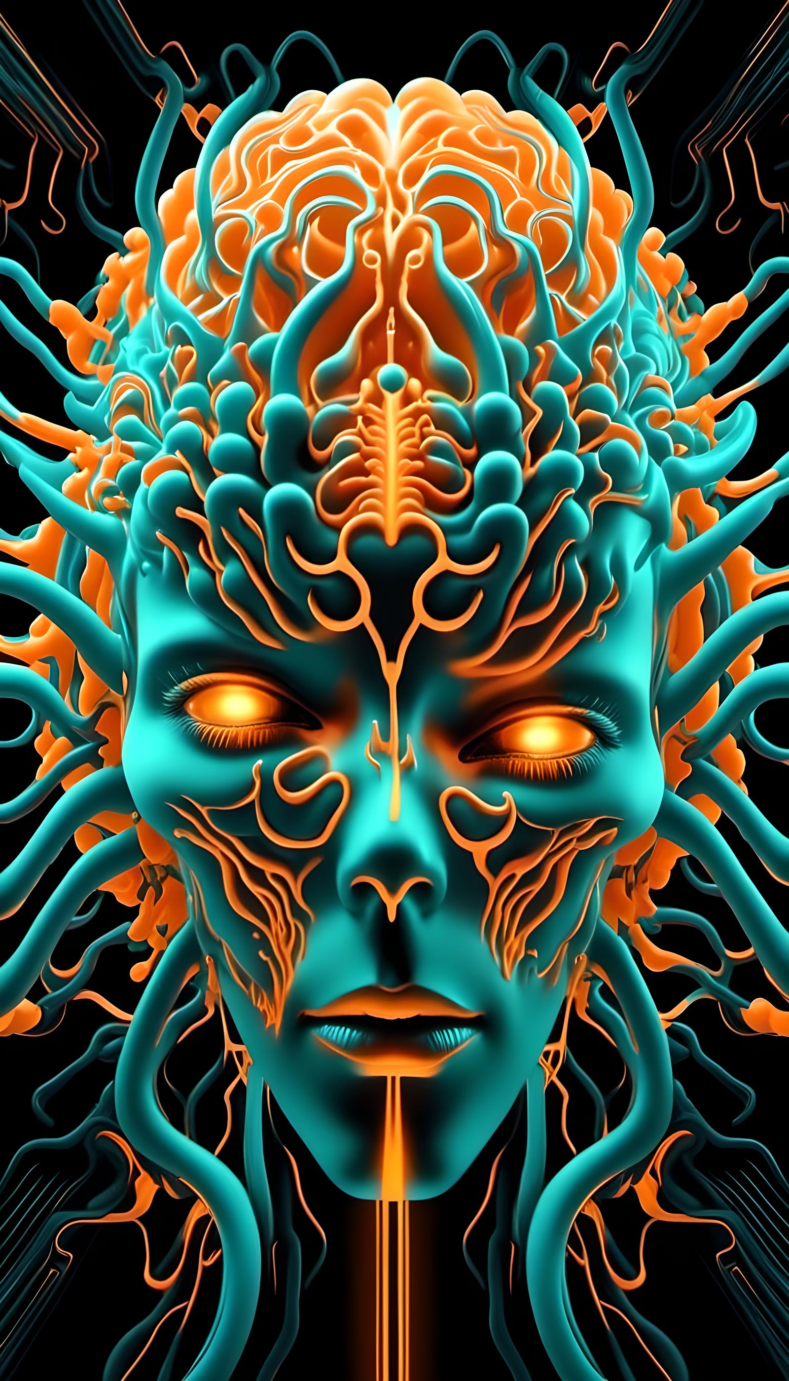 Psychedelic Nuclear Explosion in Brain, Sci-Fi Art