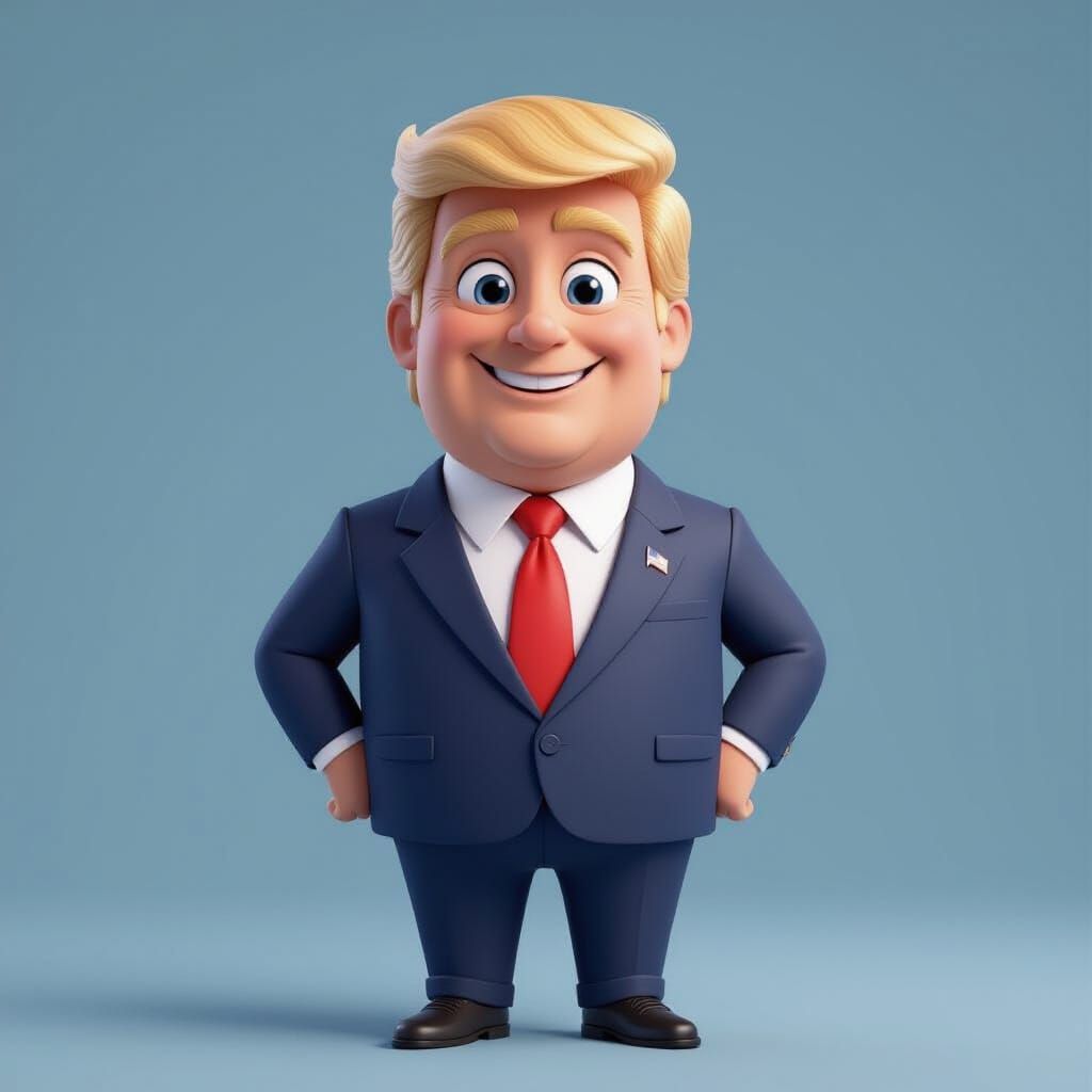 Cartoon 3D Donald Trump Smiling Confidently