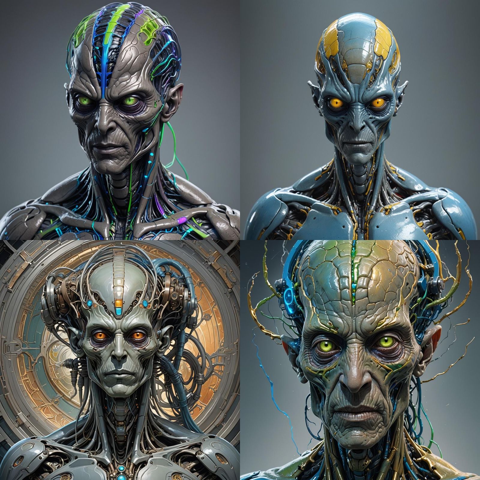 Detailed Portrait of a Grey Alien in Digital Art