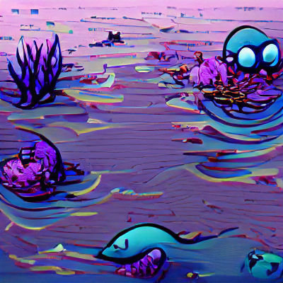 Desolate Aquatic Wasteland: An AI-Generated Scene