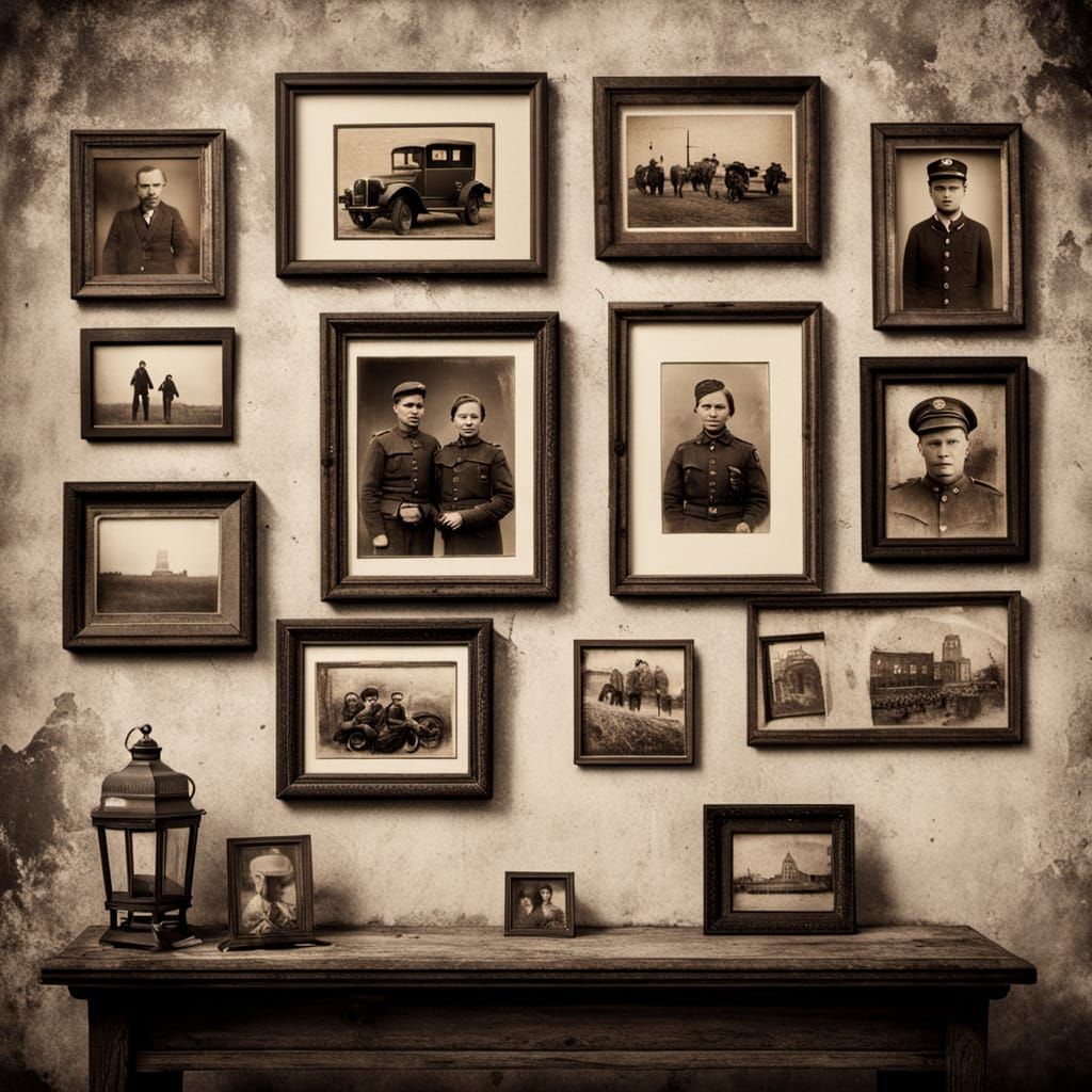 Vintage Family Photo Wall in Documentary Style